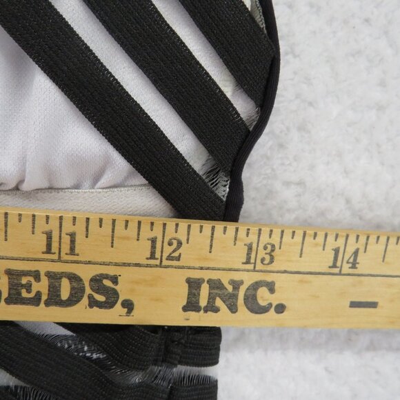 Kenneth Cole Swimsuit Womens Medium Black White One Piece Strappy Plunge Swim - Picture 6 of 8